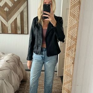 Blank NYC faux leather motorcycle jacket size small.